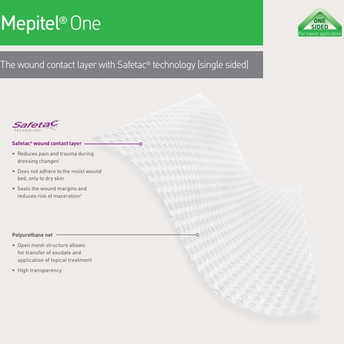 MON709084EA - Molnlycke Healthcare - Molnlycke Healthcare Silicone Dressing Mepitel One Polyurethane Net 3" x 4"