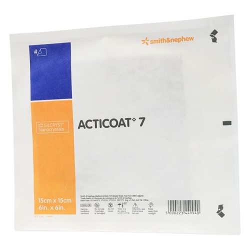 MON711288EA - Smith & Nephew - Smith & Nephew Acticoat&trade; Flex 3 Silver Dressing, 4" x 4" Square Sterile