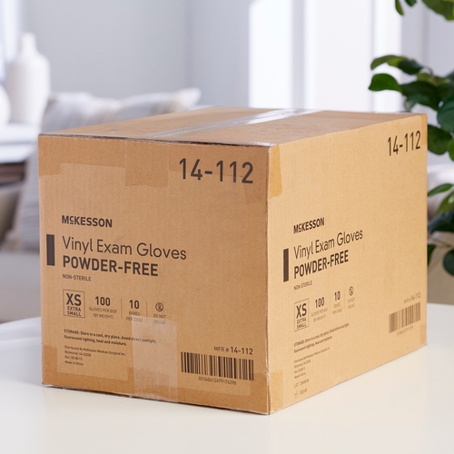 MON712735CS - McKesson - McKesson Exam Glove x-Small NonSterile Vinyl Standard Cuff Length Smooth Clear Not Chemo Approved, 10 EA/CS