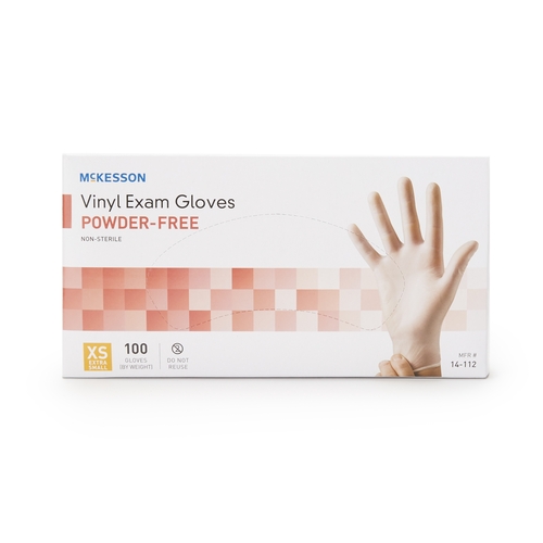 MON712735CS - McKesson - McKesson Exam Glove x-Small NonSterile Vinyl Standard Cuff Length Smooth Clear Not Chemo Approved, 10 EA/CS