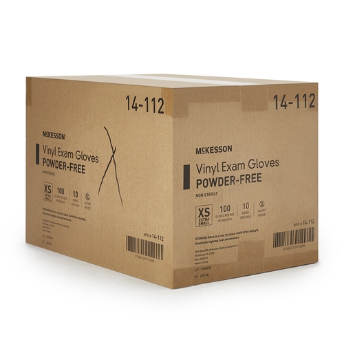 MON712735CS - McKesson - McKesson Exam Glove x-Small NonSterile Vinyl Standard Cuff Length Smooth Clear Not Chemo Approved, 10 EA/CS