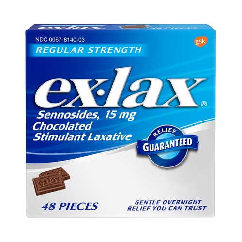 MON720070BX - Novartis - Laxative EX-Lax&reg; Tablet 48 per Box Chocolate, 48EA/BX