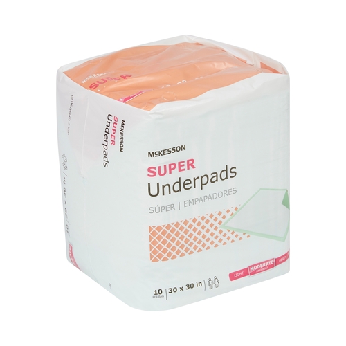 MON724049CS - McKesson - McKesson Disposable Underpad, Super, 30 X 30 Inch, Fluff/Polymer, Moderate Absorbency, 150/CS