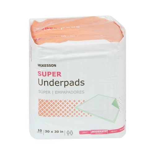 MON724049CS - McKesson - McKesson Disposable Underpad, Super, 30 X 30 Inch, Fluff/Polymer, Moderate Absorbency, 150/CS