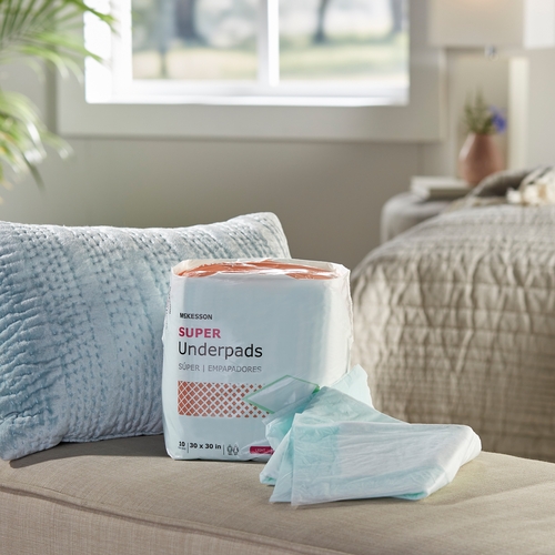MON724049CS - McKesson - McKesson Disposable Underpad, Super, 30 X 30 Inch, Fluff/Polymer, Moderate Absorbency, 150/CS