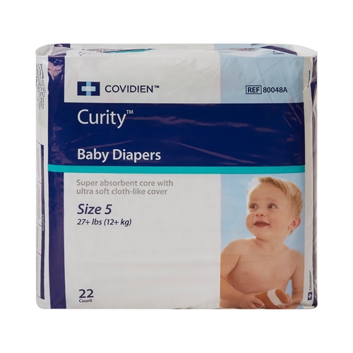 MON724686CS - Cardinal Health - Cardinal Health Curity&trade; Baby Diapers - Size 5, Over 30 lbs, 176/CS