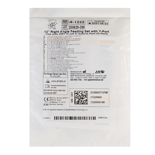 MON727969EA - Applied Medical Technologies - Applied Medical Technologies Right Angle Connector with Y-Port Adapter AMT Mini Classic 12"