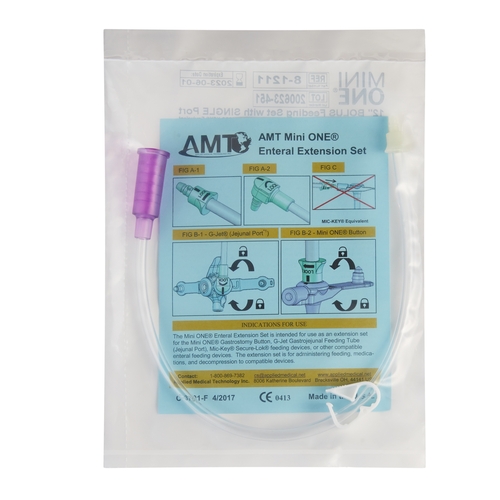 MON727972BX - Applied Medical Technologies - Applied Medical Technologies Straight Connector with Bolus Adapter Mini ONE 12&quot;, Purple, 10 EA/BX