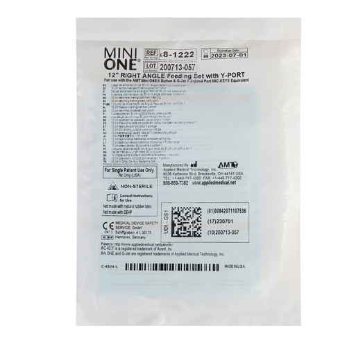 MON727974EA - Applied Medical Technologies - Applied Medical Technologies Right Angle Connector with Y-Port Adapter Mini ONE 12", Clear