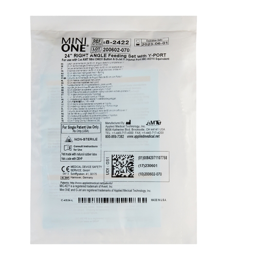 MON727977EA - Applied Medical Technologies - Applied Medical Technologies Right Angle Connector with Y-Port Adapter Mini ONE 24", Clear