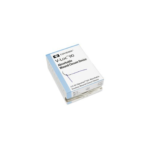 MON731762BX - Covidien - Absorbable Suture with Needle V-Loc&trade; 90 Wound Closure Device Polyester P-12 3/8 Circle Precision Reverse Cutting Needle Size 3 - 0 Barbed Monofilament