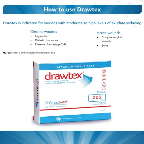 MON761644EA - Swiss-American Products - Swiss-American Products Non-Adherent Dressing Drawtex&reg; LevaFiber 2" X 2"