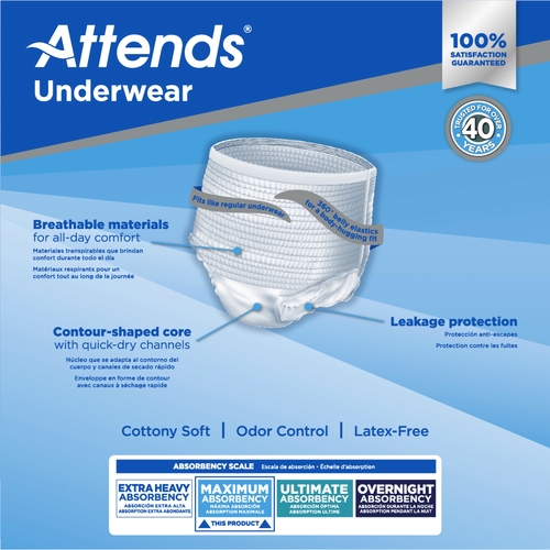 MON761661CS - Attends - Attends Moderate Absorbency Protective Underwear, XL, 100/CS