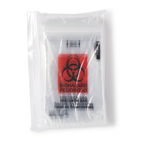 MON762458CS - Minigrip - Specimen Transport Bag with Document Pouch Speci-Zip&reg; 6 X 9 Inch Zip Closure Biohazard Symbol NonSterile, 1000/CS