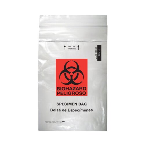 MON762458CS - Minigrip - Specimen Transport Bag with Document Pouch Speci-Zip&reg; 6 X 9 Inch Zip Closure Biohazard Symbol NonSterile, 1000/CS
