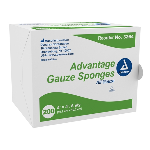 MON762584CS - Dynarex - Dynarex Gauze Sponge Gauze 8-Ply 4" x 4" Square, 4000 EA/CS