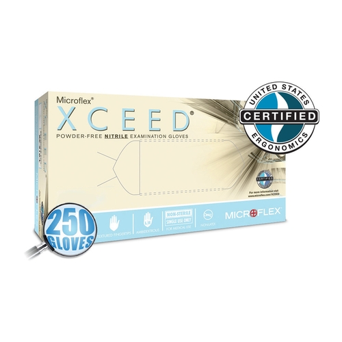 MON763379CS - Ansell - Ansell Exam Glove xCEED NonSterile Blue Powder Free Nitrile Ambidextrous Textured Fingertips Not Chemo Approved x-Large, 2500/CS