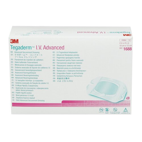 MON764489CS - 3M - 3M IV Advanced Securement Dressing Tegaderm Film 4 x 4-3/4" Rectangle Sterile, 200 EA/CS