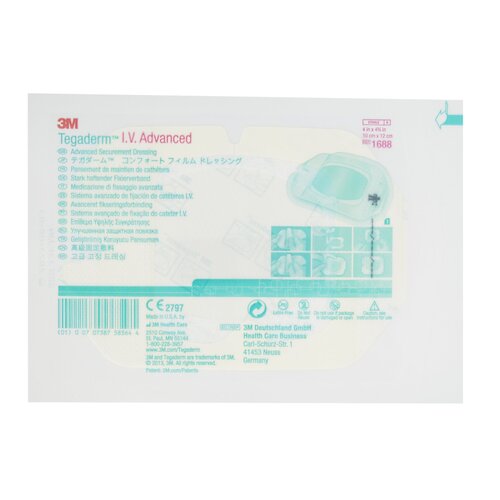 MON764489CS - 3M - 3M IV Advanced Securement Dressing Tegaderm Film 4 x 4-3/4" Rectangle Sterile, 200 EA/CS