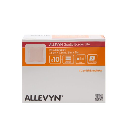 MON767990EA - Smith & Nephew - Smith & Nephew Foam Dressing Allevyn Gentle Border Lite 3" x 3" Square Adhesive Sterile