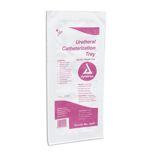 MON768378CS - Dynarex - Intermittent Catheter Kit Dynarex 14 Fr. Without Balloon Red Rubber, 20 EA/CS
