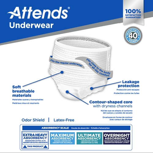 MON771657CS - Attends - Attends Care&reg; Moderate Absorbency Protective Underwear, Large, 72/CS