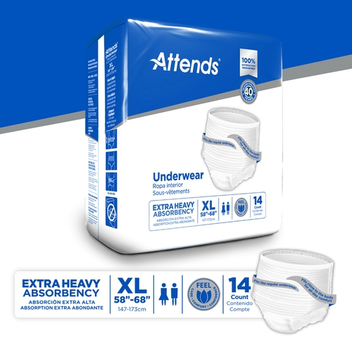Attends Care® Moderate Absorbency Protective Underwear, XL, 56/CS
