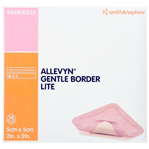 MON774549CS - Smith & Nephew - Smith & Nephew Foam Dressing Allevyn Gentle Border Lite 2" x 2" Square Adhesive Sterile, 10EA/BX 6BX/CS