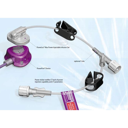 MON775369CS - Bard Medical - Huber Infusion Set PowerLoc&reg; Max 22 Gauge 1" 8" Tubing Y-Site Injection Port, 25 EA/CS