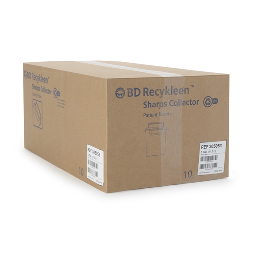 MON775429CS - BD - BD Recykleen&trade; Sharps Container, 15-3/4"H X 13-1/2"W X 6"D, 3 Gallon, Pearl Base / Pearl Lid, Horizontal Entry, Counter Balanced Door Lid, 10 EA/CS