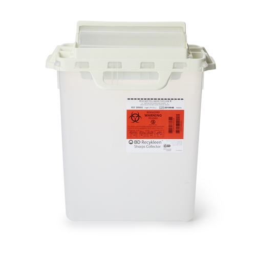 MON775429CS - BD - BD Recykleen&trade; Sharps Container, 15-3/4"H X 13-1/2"W X 6"D, 3 Gallon, Pearl Base / Pearl Lid, Horizontal Entry, Counter Balanced Door Lid, 10 EA/CS