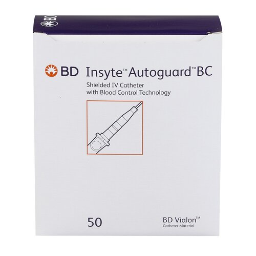 MON777593CS - BD - BD Peripheral IV Catheter Insyte&reg; Autoguard&reg; BC 20 Gauge 1" Button Retracting Needle, 50/BX, 4BX/CS