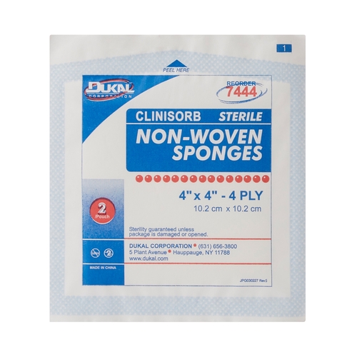 MON785904CS - Dukal - Dukal Nonwoven Sponge Clinisorb Polyester / Rayon 4-Ply 4 x 4&quot; Square Sterile, 600 EA/CS