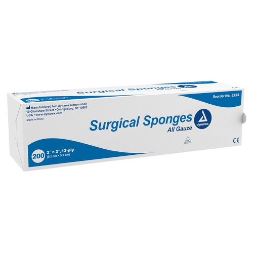 MON798411CS - Dynarex - Dynarex Sponge Gauze 12Ply 2X2 200EA/BX 40Bx/CS Dynarex, 8000 EA/CS