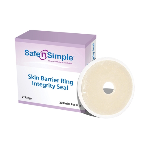 MON800389CS - Safe N Simple - Safe N Simple Skin Barrier Ring Safe-n'Simple Integrity Mold to Fit, Standard Wear Adhesive without Tape Without Flange Universal System Hydrocolloid 2" Diameter, 160 EA/CS