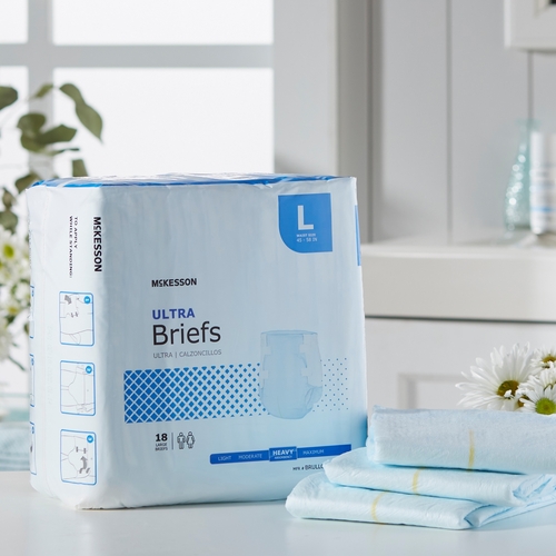 MON800831CS - McKesson - McKesson Ultra Heavy Absorbency Briefs, Large, 72/CS