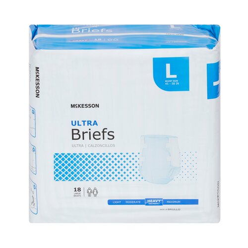 MON800831CS - McKesson - McKesson Ultra Heavy Absorbency Briefs, Large, 72/CS