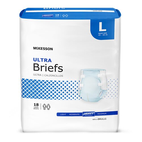 MON800831CS - McKesson - McKesson Ultra Heavy Absorbency Briefs, Large, 72/CS