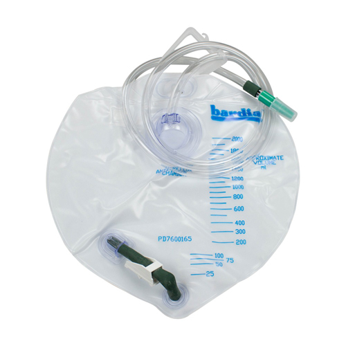 BettyMills Urinary Drain Bag Bardia AntiReflux Valve 2000 mL Vinyl