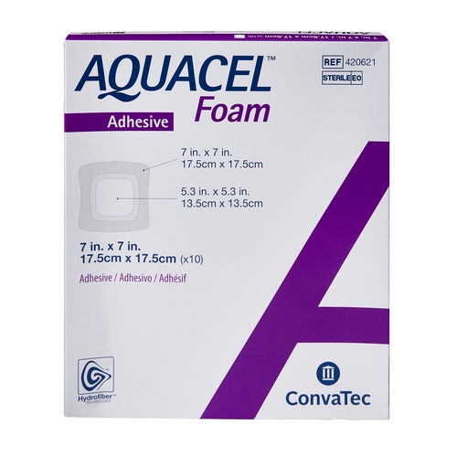 MON802595EA - Convatec - Convatec Foam Dressing Aquacel&reg; Adhesive 7" X 7" Square