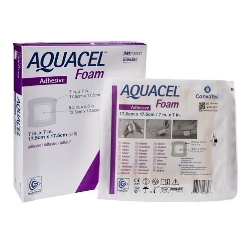 MON802595EA - Convatec - Convatec Foam Dressing Aquacel&reg; Adhesive 7" X 7" Square