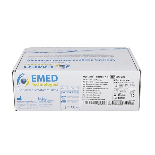 MON802878BX - EMED Technologies - Subcutaneous Infusion Set Sub-Q 27 Gauge 9 mm 36" Tubing Without Port, 10 EA/BX