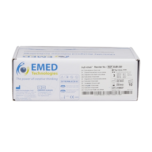 MON802884BX - EMED Technologies - Subcutaneous Infusion Set Sub-Q 27 Gauge 9 mm 36" Tubing Without Port, 10 EA/BX