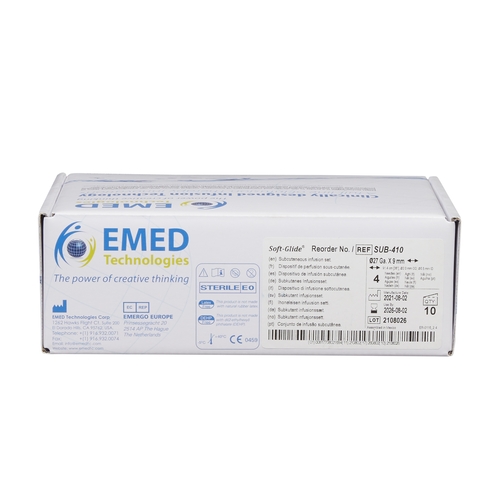 MON802887BX - EMED Technologies - Subcutaneous Infusion Set Sub-Q 27 Gauge 9 mm 36" Tubing Without Port, 10/BX