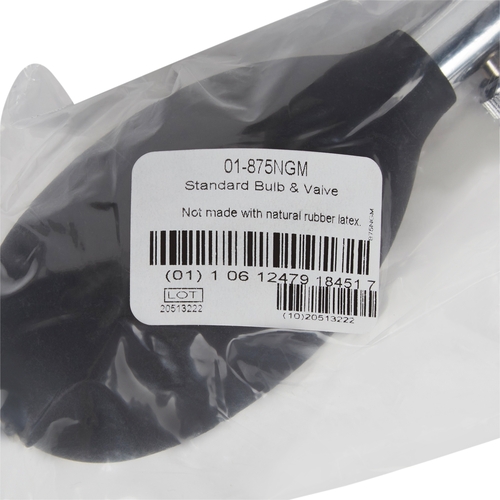 MON807341EA - McKesson - Blood Pressure Unit Inflation Bulb and Valve Standard Black Bulb with Chrome-plated Deflation Valve Most Aneroid Sphygmomanometers