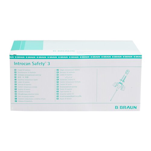 MON808005EA - B. Braun - Closed IV Catheter Introcan Safety 3 22 Gauge 1 Inch Sliding Safety Needle