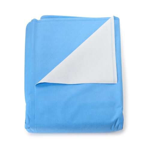 MON809427CS - Halyard - QUICK CHECK* H500 Sterilization Wrap White / Blue 48 X 48 Inch Dual Layer SMS Polypropylene Steam / EO Gas / Hydrogen Peroxide, 48/CS