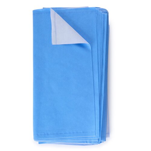 MON810872CS - Halyard - Halyard QUICK CHECK* H400 Sterilization Wrap White / Blue 24 X 24 Inch Dual Layer SMS Polypropylene Steam / EO Gas / Hydrogen Peroxide, 120/CS