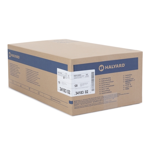 MON810872CS - Halyard - Halyard QUICK CHECK* H400 Sterilization Wrap White / Blue 24 X 24 Inch Dual Layer SMS Polypropylene Steam / EO Gas / Hydrogen Peroxide, 120/CS