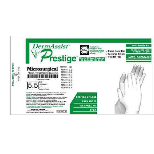 MON812530CS - Innovative Healthcare Corporation - Innovative Healthcare Corporation Surgical Glove DermAssist&reg; Prestige&reg; Microsurgical Size 8.5 Sterile Latex Standard Cuff Length Fully Textured Brown Not Chemo Approved, 100/CS
